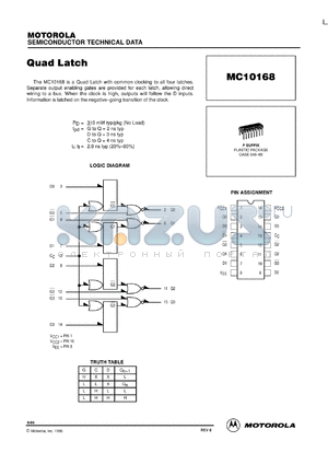 MC10168P datasheet - Quad latch