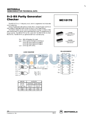 MC10170L datasheet - 9+2-bit parity generator/checker