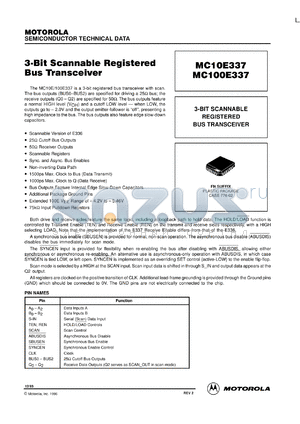 MC100E337FN datasheet - 3-bit scannable registered bus transceiver