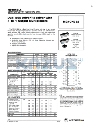MC10H332L datasheet - Quad bus driver/receiver with 4-to-1 output multiplexer