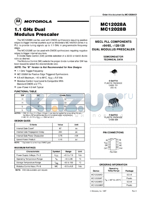 MC12028AP datasheet - 1.1 GHz dual modulus prescaler