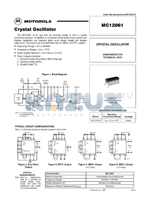 MC12061P datasheet - Crystal oscillator