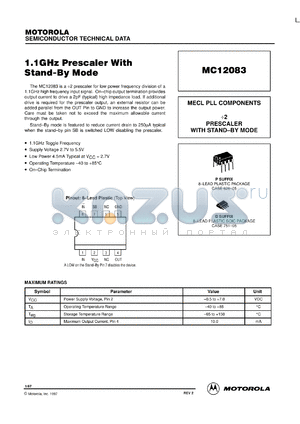 MC12083D datasheet - 1.1 GHz prescaler with stand-by mode