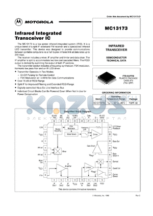 MC13173FTB datasheet - Infrared integrated transceiver IC