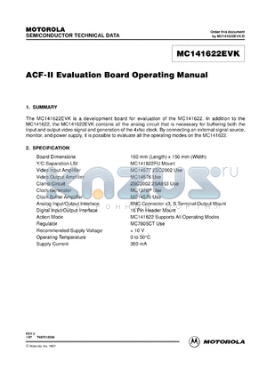 MC141622EVK datasheet - ACF-II evalution board operation manual