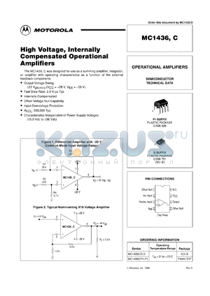 MC1436CD datasheet - High voltage,internally compensated operational amplifier