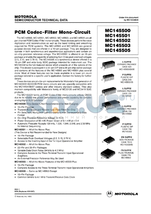 MC145500L datasheet - PCM codec-filter mono-circuit