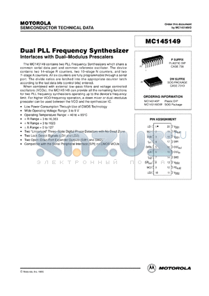 MC145149DW datasheet - Dual PLL frequency synthesizer