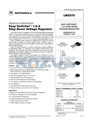 LM2575TV datasheet - Easy switcher 1.0 A step-down voltage regulator