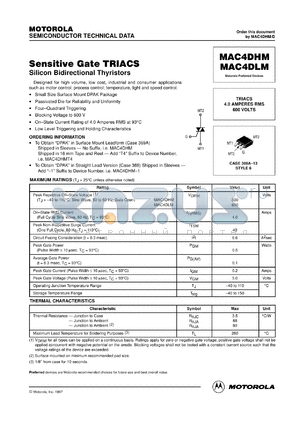 MAC4DHN datasheet - Sensitive gate triac