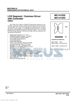 MC141533T datasheet - LCD segment/common driver