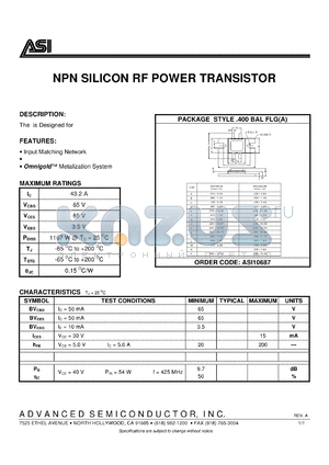 UML500 datasheet - NPN silicon RF power transistor