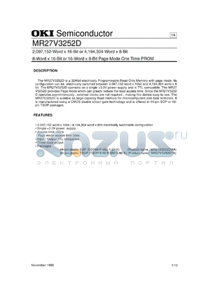 MR27V3252DMA datasheet - 2,097,152-word x 16bit or 4,194,304-word x 8-bit