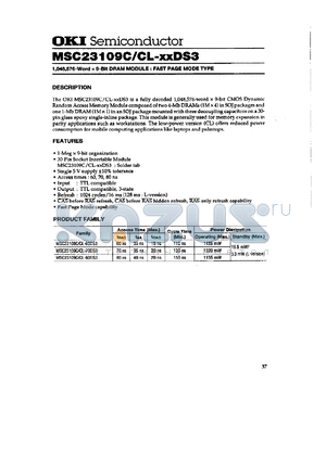 MSC23109C-80DS3 datasheet - 1,048,576-word x 9-bit DRAM module