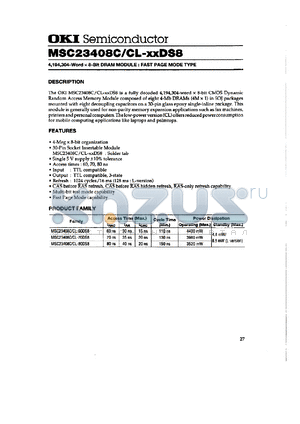 MSC23408C-80DS8 datasheet - 4,194,304-word x 8-bit DRAM module