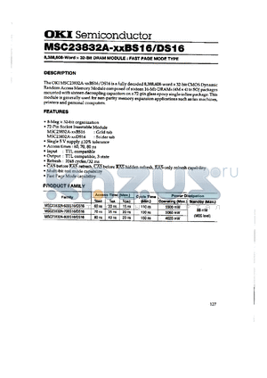 MSC23832A-70DS16 datasheet - 8,388,608-word x 32-bit DRAM module