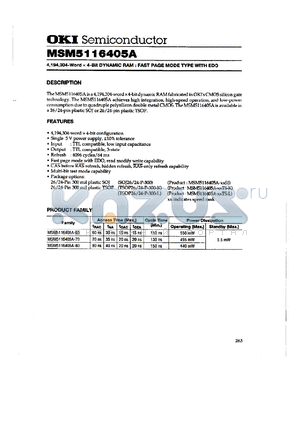 MSM5116405A-60TS-K datasheet - 4,194,304-word x 4-bit dynamic RAM