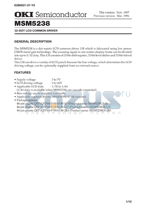 MSM5238GS-L2 datasheet - 32-dot LCD common driver