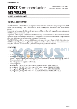 MSM5259GS-2K datasheet - 40-dot segment driver