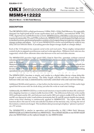 MSM5412222-25TS-K datasheet - 262,214-word x 12-bit field memory