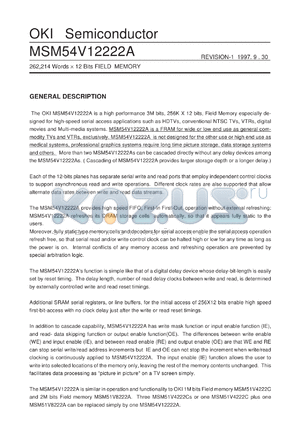 MSM54V12222A-40-TS-K datasheet - 262,214-words x 8-bits field memory