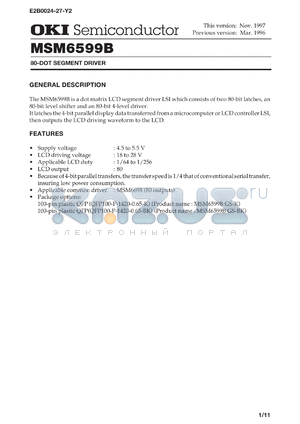 MSM6599BGS-K datasheet - 80-dot segment driver