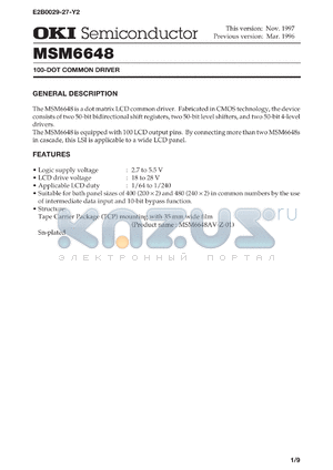 MSM6648AV-Z-01 datasheet - 100-dot common driver