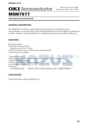 MSM7577MS-K datasheet - Voice signal level control LSI