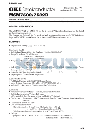 MSM7582TS-K datasheet - Shift QPSK MODEM