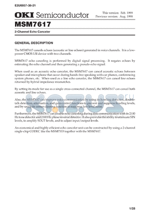 MSM7617-001GS-BK datasheet - 2-channel echo canceler