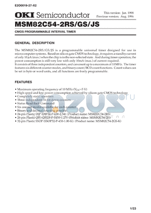 MSM82C54-2GS-K datasheet - CMOS programmable interval timer