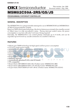 MSM82C59A-2GS-K datasheet - Programmable interrupt controller