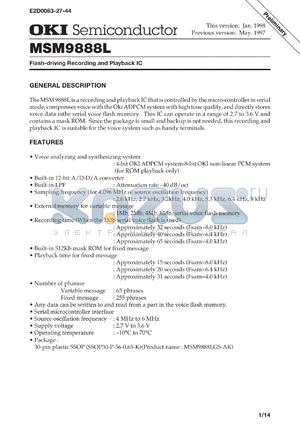 MSM9888LGS-AK datasheet - Flash-driving recording and playback IC