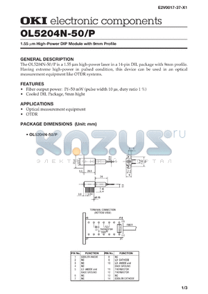 OL5204N-50/P datasheet - High-power DIP module with 9mm profile