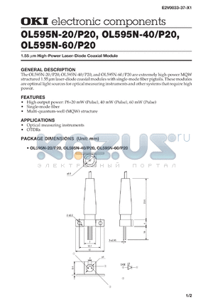 OL595N-60/P20 datasheet - High-power laser-diode coaxial module