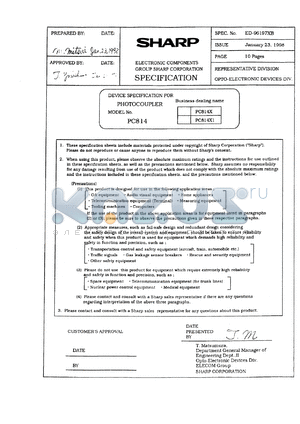 PC814X1 datasheet - Photocoupler