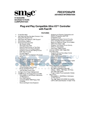 FDC37C932FR datasheet - Plug and play compatible ultra I/O controller