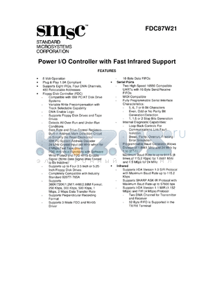 FDC87W21 datasheet - Power I/O controller with fast infrared support