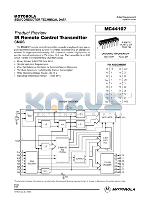 MC44107P datasheet - IR remote control transmitter