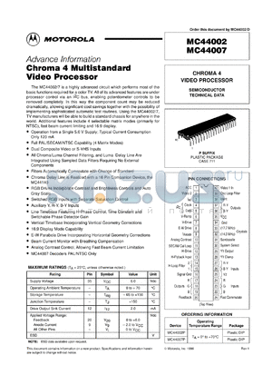 MC44007P datasheet - Chroma 4 video processor