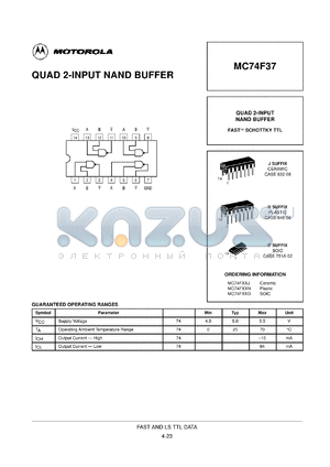 MC74F37N datasheet - Quad 4-input nand buffer