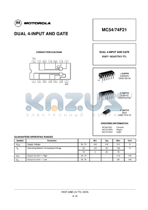 MC54F21J datasheet - Dual 4-input and gate