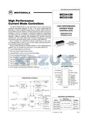 MC33129D datasheet - High performance current mode controller