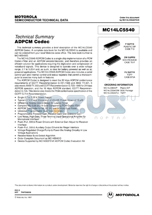 MC14LC5540FU datasheet - ADPCM codec