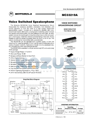 MC33219AP datasheet - Voice switched speakerphone