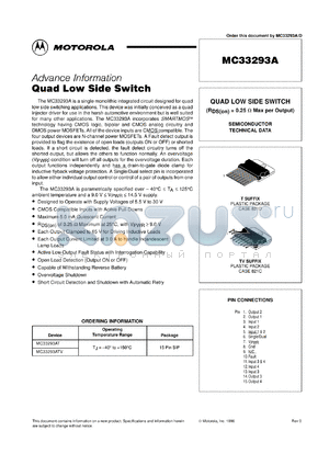 MC33293AT datasheet - Quad low side switch
