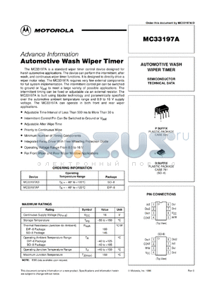 MC33197AP datasheet - Automotive wash wiper timer