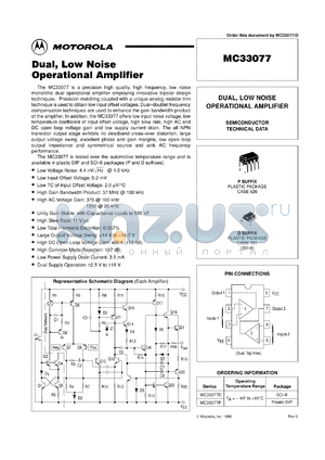 MC330077D datasheet - Dual low noise operational amplifier
