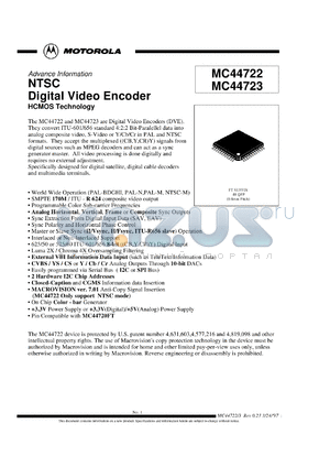 MC44722FT datasheet - Digital video encoder