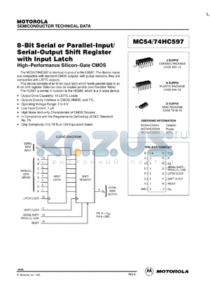 MC74HC597N datasheet - 8-bit serial or parallel -input, serial-output shift register with input latch